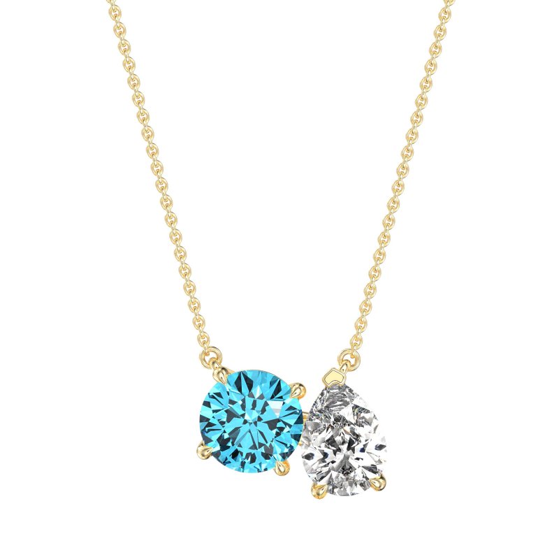 Round and Pear Toi et Moi Necklace