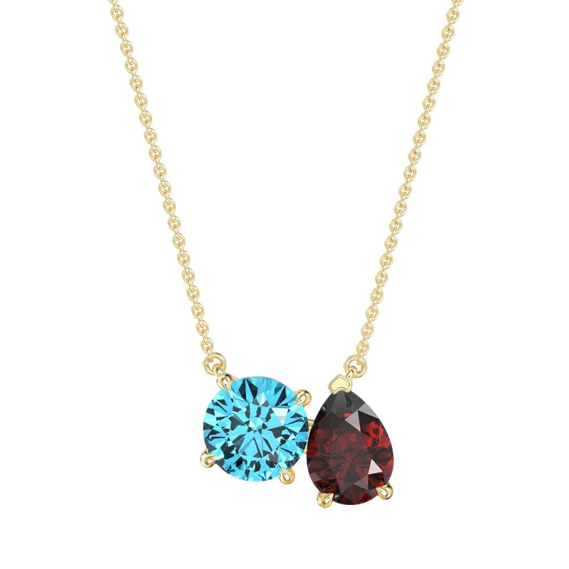 Round and Pear Toi et Moi Necklace