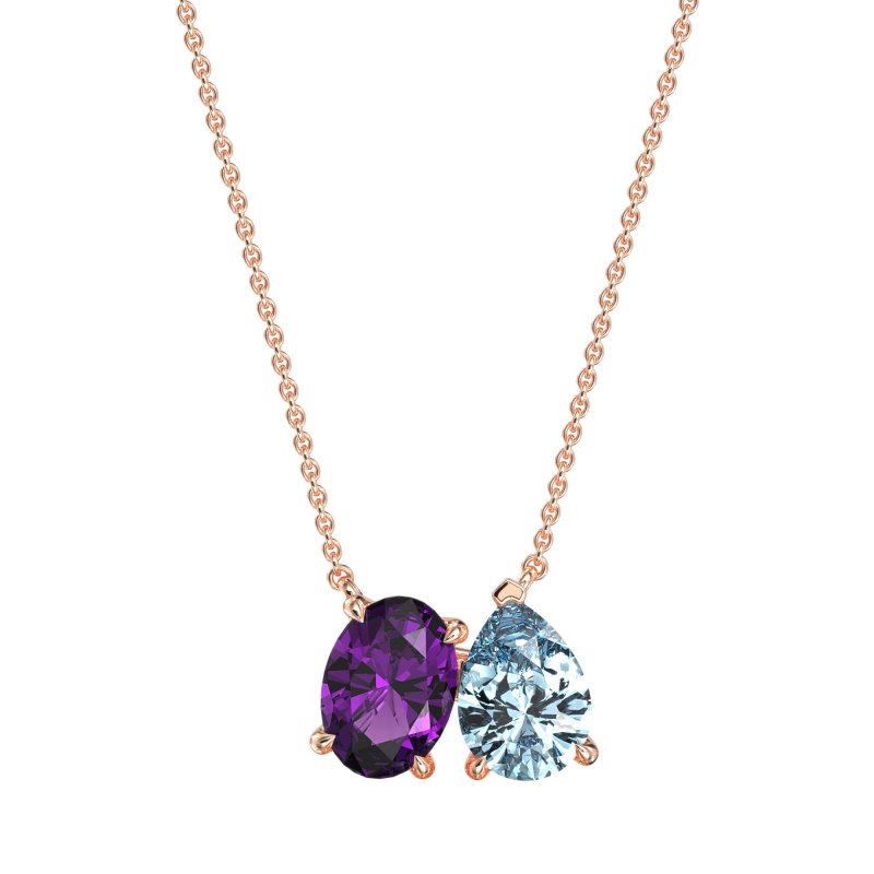 Oval and Pear Toi et Moi Necklace