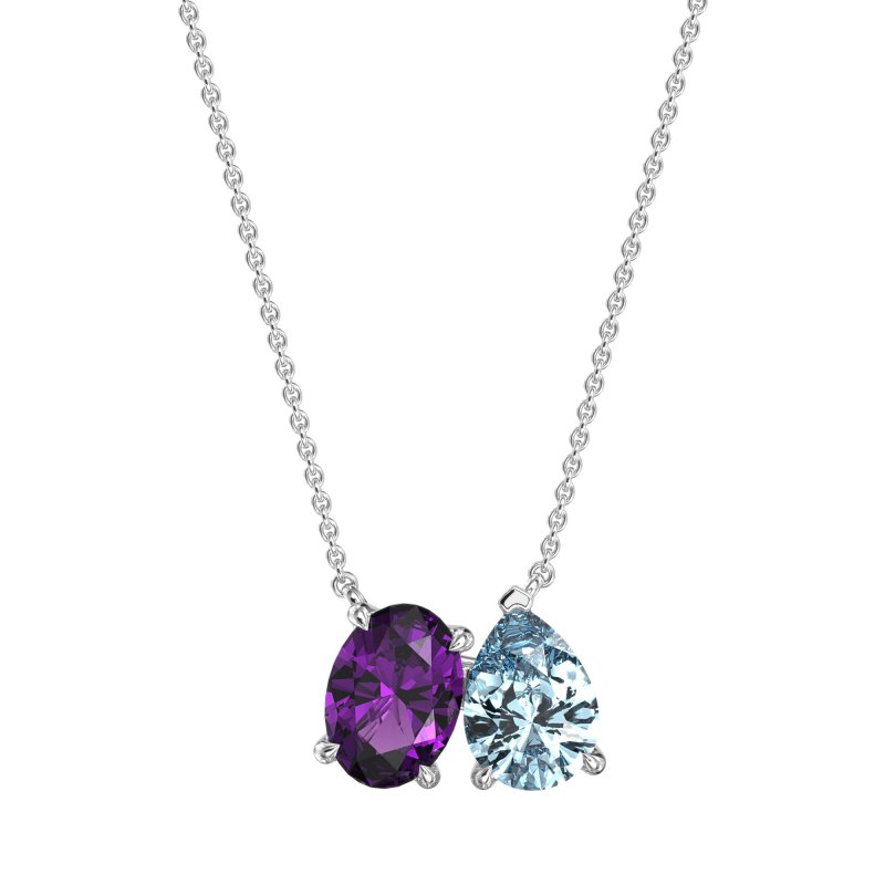 Oval and Pear Toi et Moi Necklace