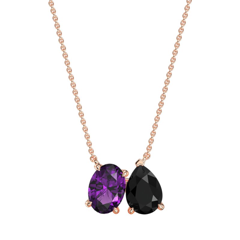 Oval and Pear Toi et Moi Necklace