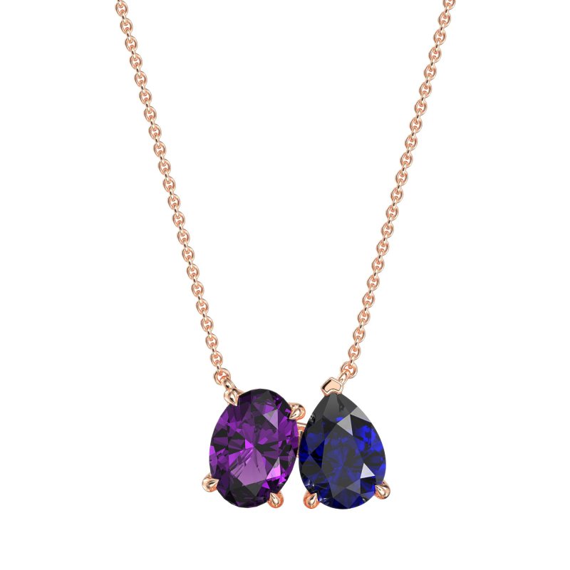 Oval and Pear Toi et Moi Necklace