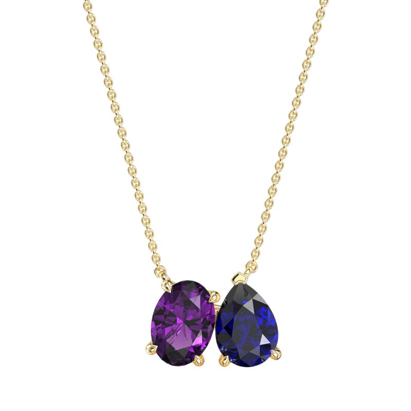 Oval and Pear Toi et Moi Necklace