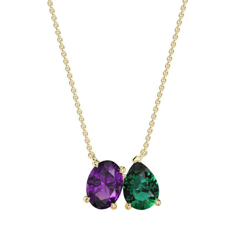 Oval and Pear Toi et Moi Necklace