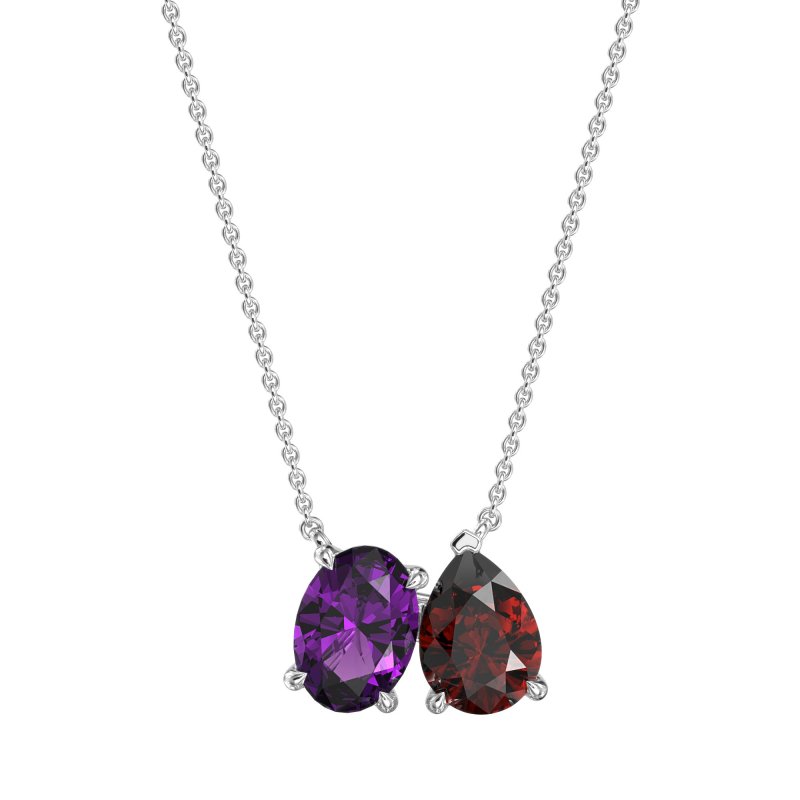 Oval and Pear Toi et Moi Necklace