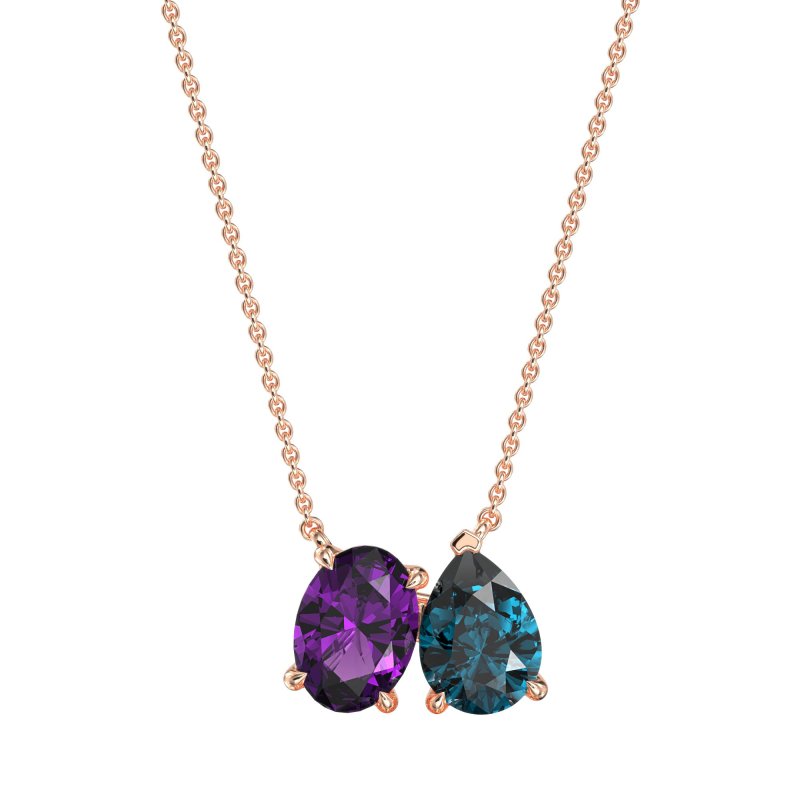 Oval and Pear Toi et Moi Necklace