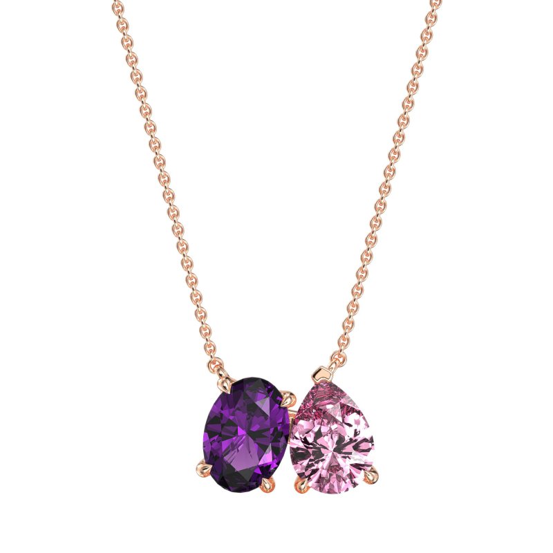 Oval and Pear Toi et Moi Necklace