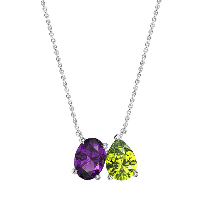 Oval and Pear Toi et Moi Necklace