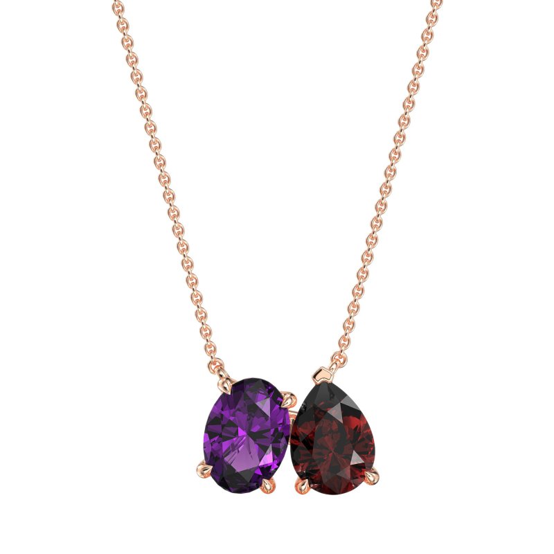 Oval and Pear Toi et Moi Necklace
