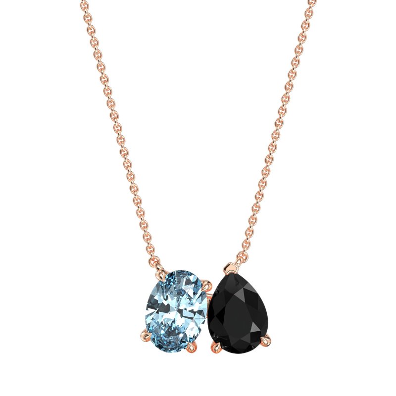 Oval and Pear Toi et Moi Necklace