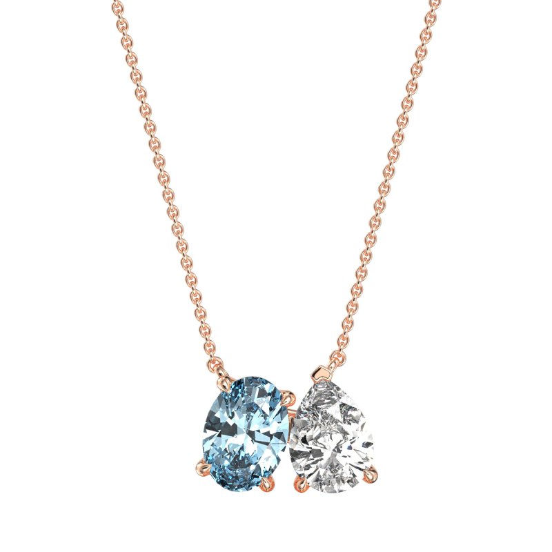 Oval and Pear Toi et Moi Necklace