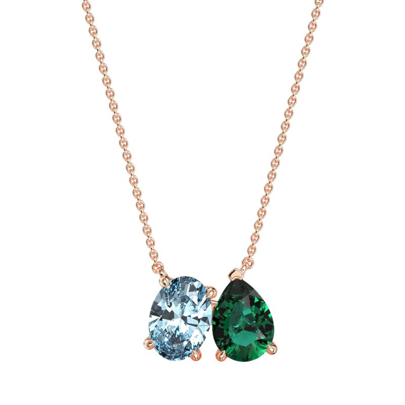 Oval and Pear Toi et Moi Necklace