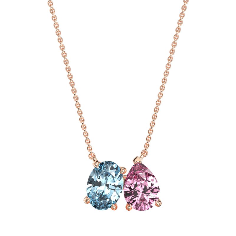 Oval and Pear Toi et Moi Necklace