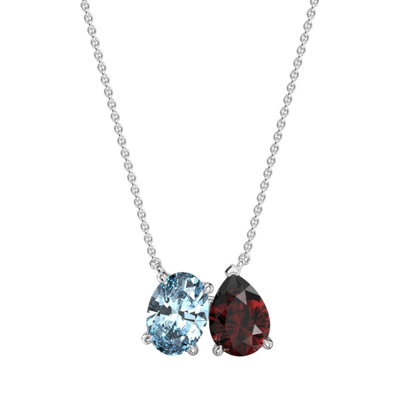 Oval and Pear Toi et Moi Necklace
