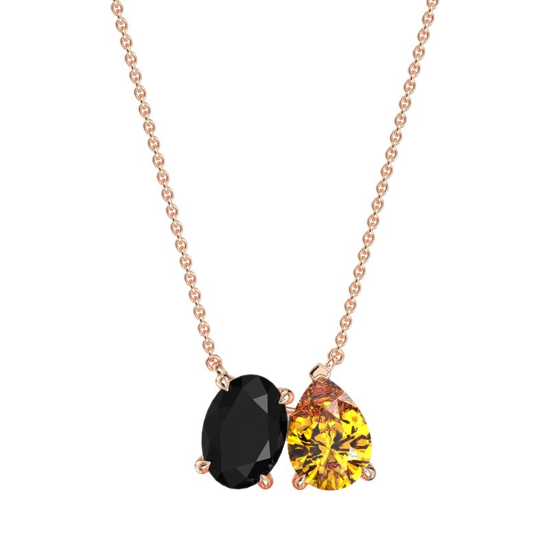 Oval and Pear Toi et Moi Necklace