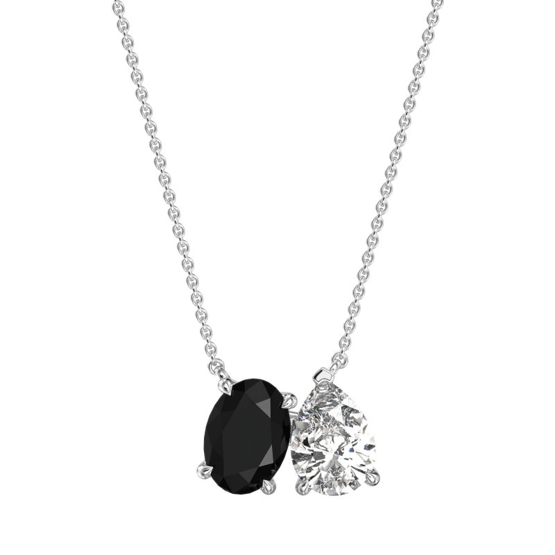 Oval and Pear Toi et Moi Necklace