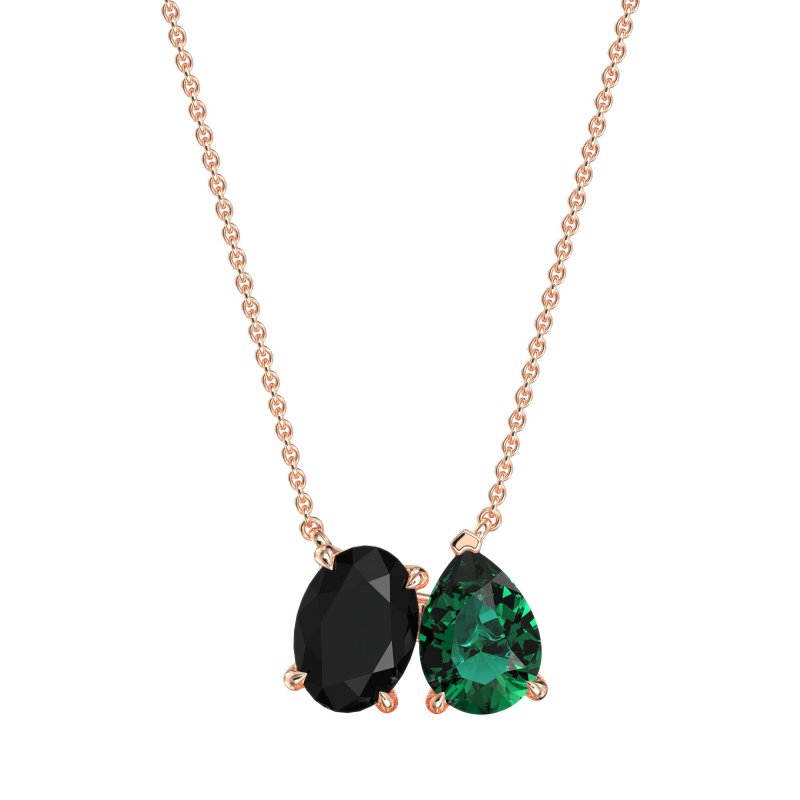 Oval and Pear Toi et Moi Necklace