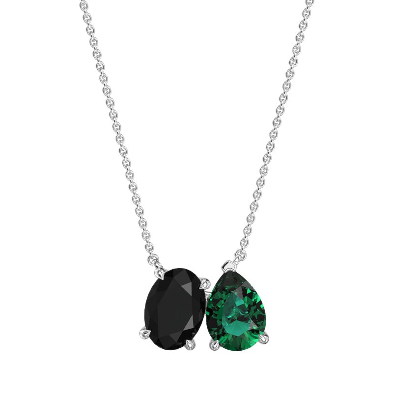 Oval and Pear Toi et Moi Necklace