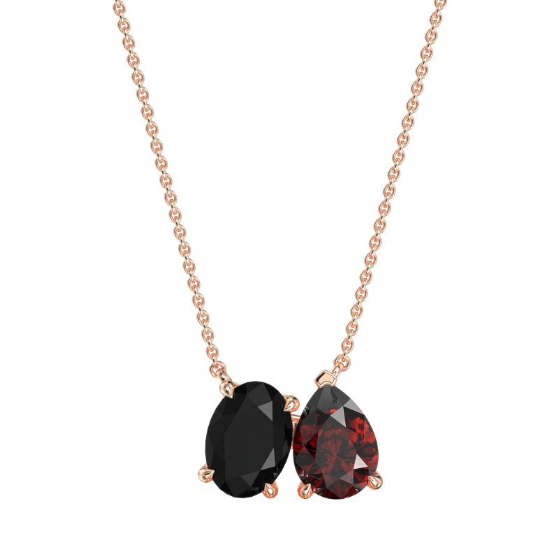 Oval and Pear Toi et Moi Necklace