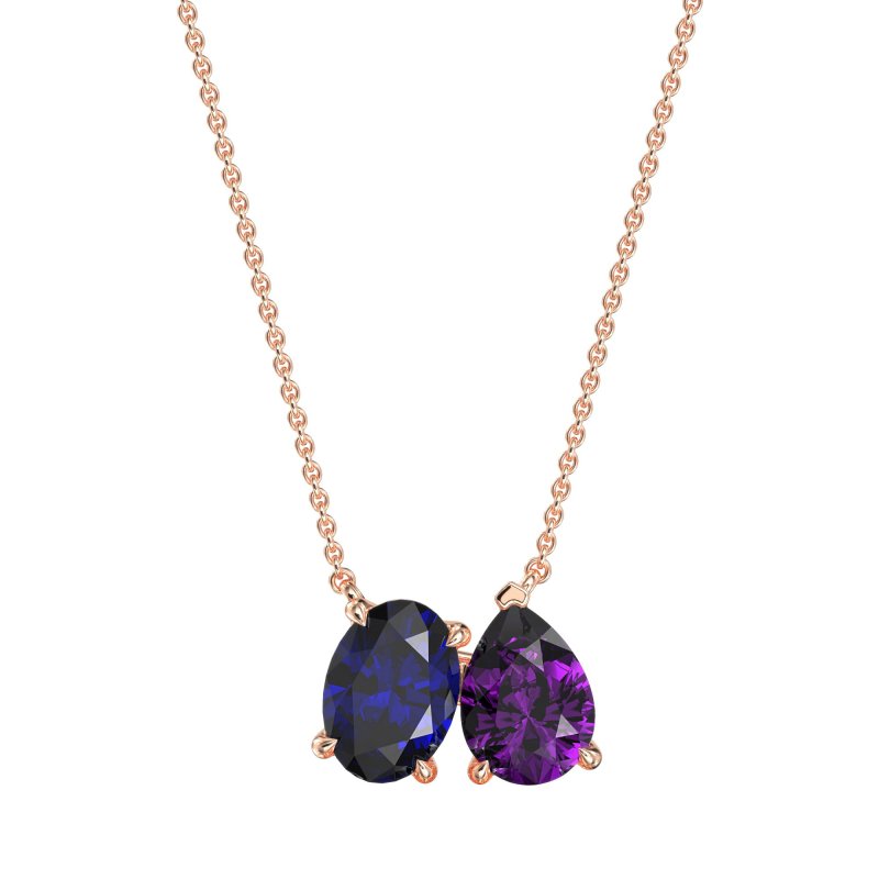 Oval and Pear Toi et Moi Necklace