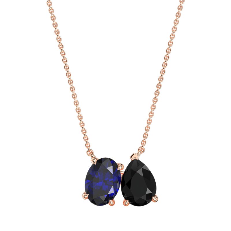 Oval and Pear Toi et Moi Necklace