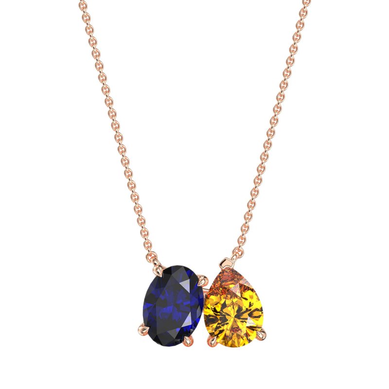 Oval and Pear Toi et Moi Necklace