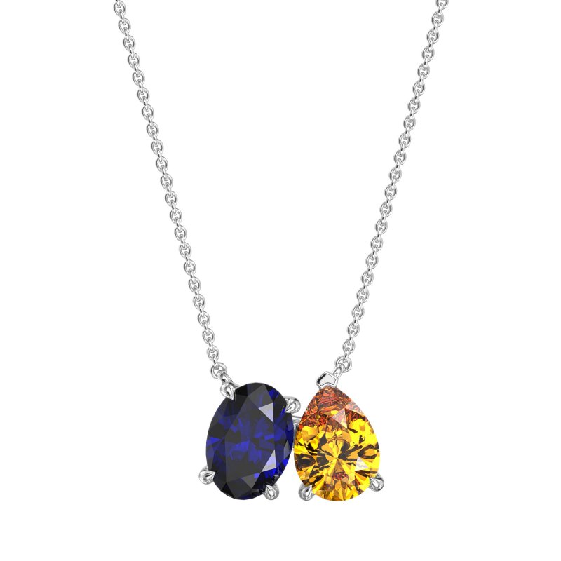 Oval and Pear Toi et Moi Necklace