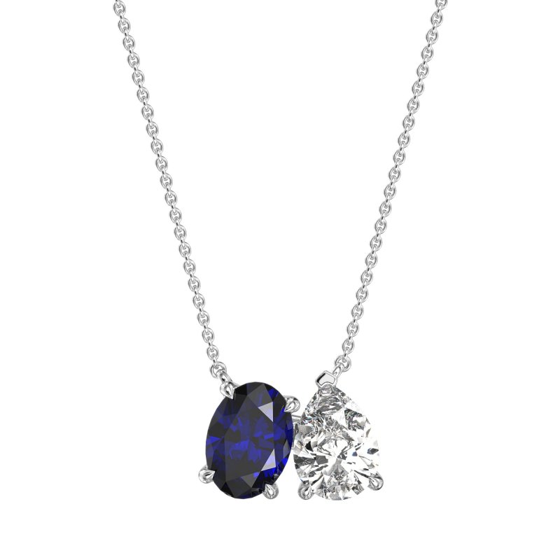 Oval and Pear Toi et Moi Necklace