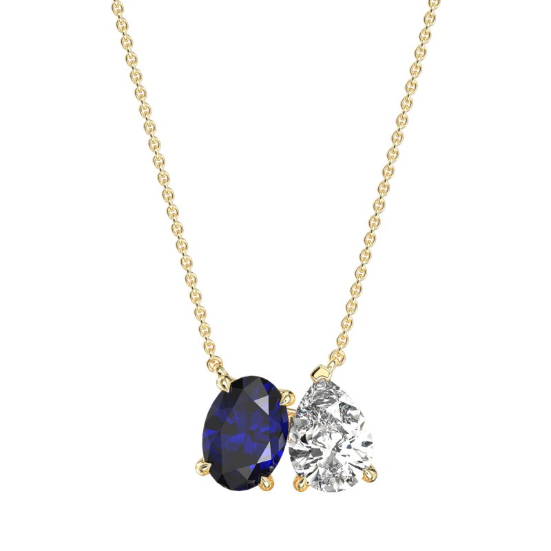 Oval and Pear Toi et Moi Necklace