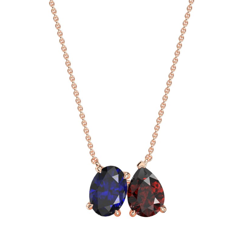 Oval and Pear Toi et Moi Necklace