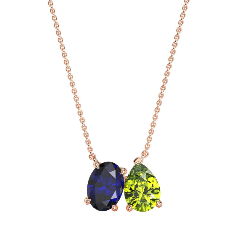 Oval and Pear Toi et Moi Necklace