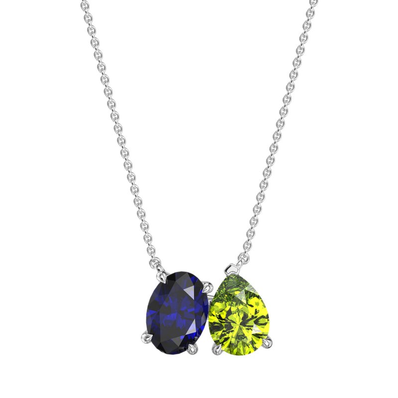 Oval and Pear Toi et Moi Necklace