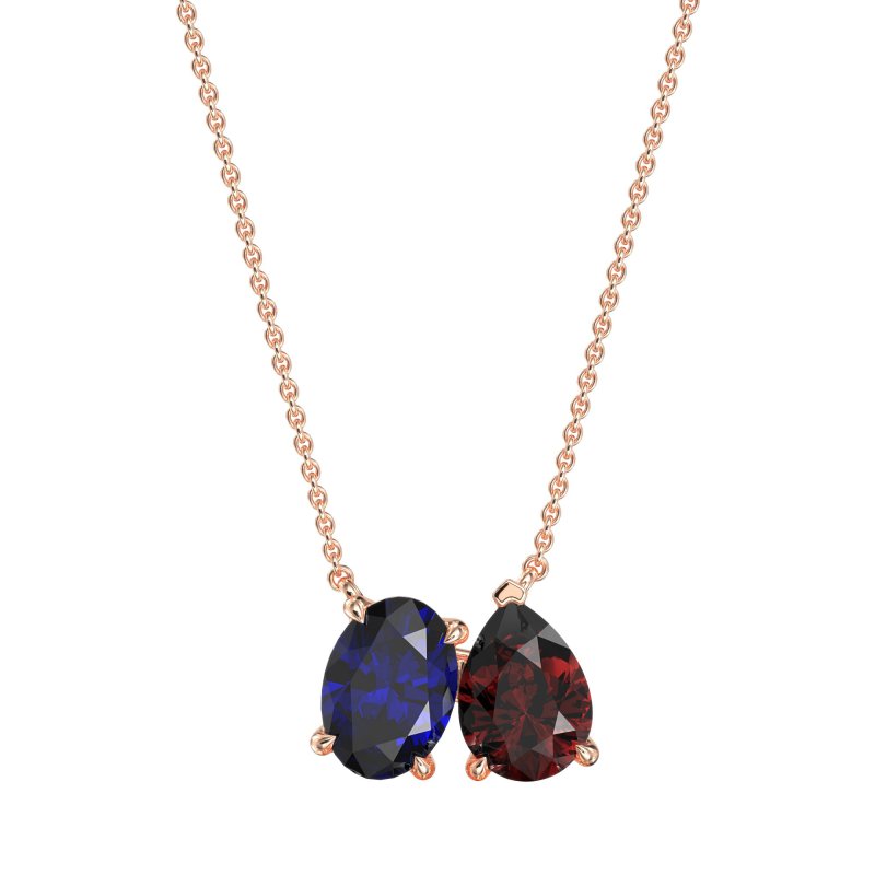 Oval and Pear Toi et Moi Necklace