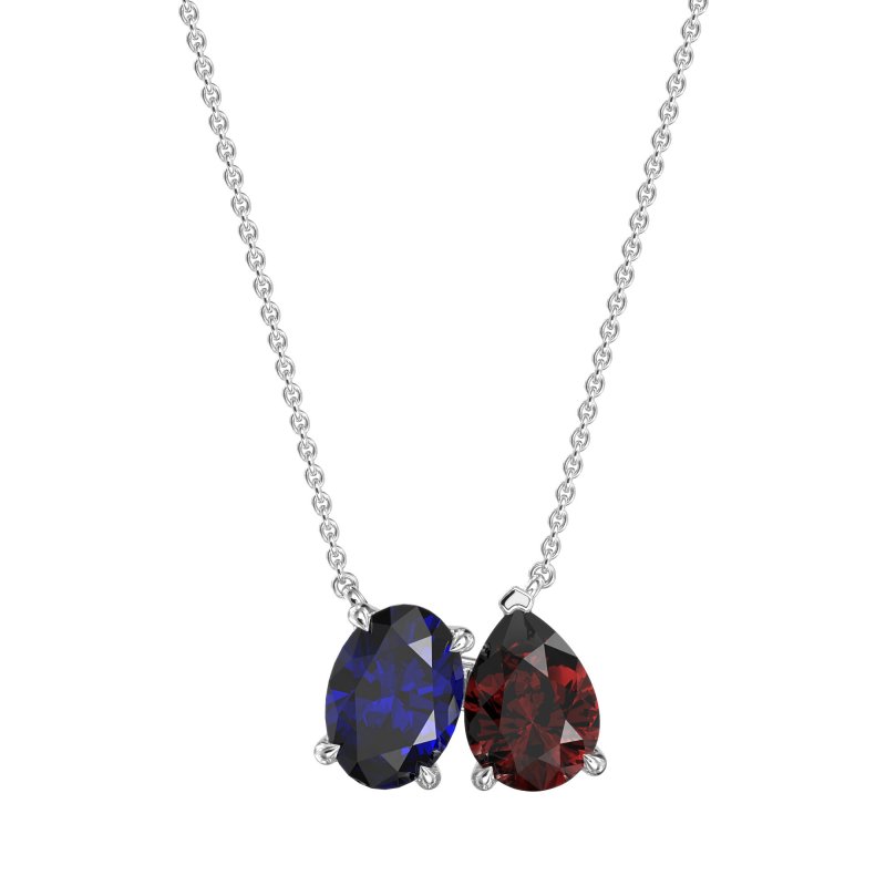 Oval and Pear Toi et Moi Necklace