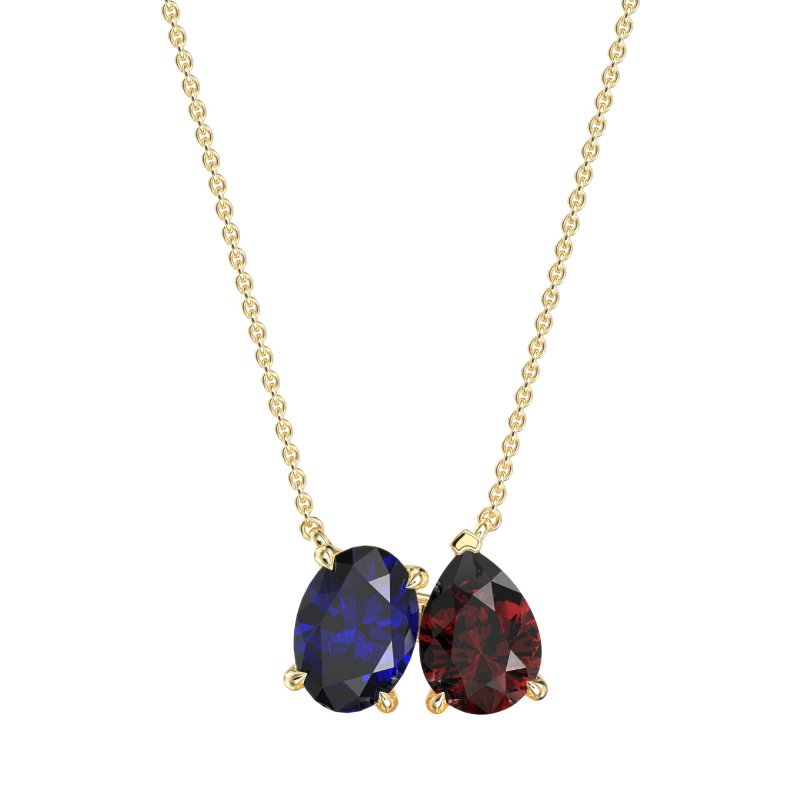 Oval and Pear Toi et Moi Necklace