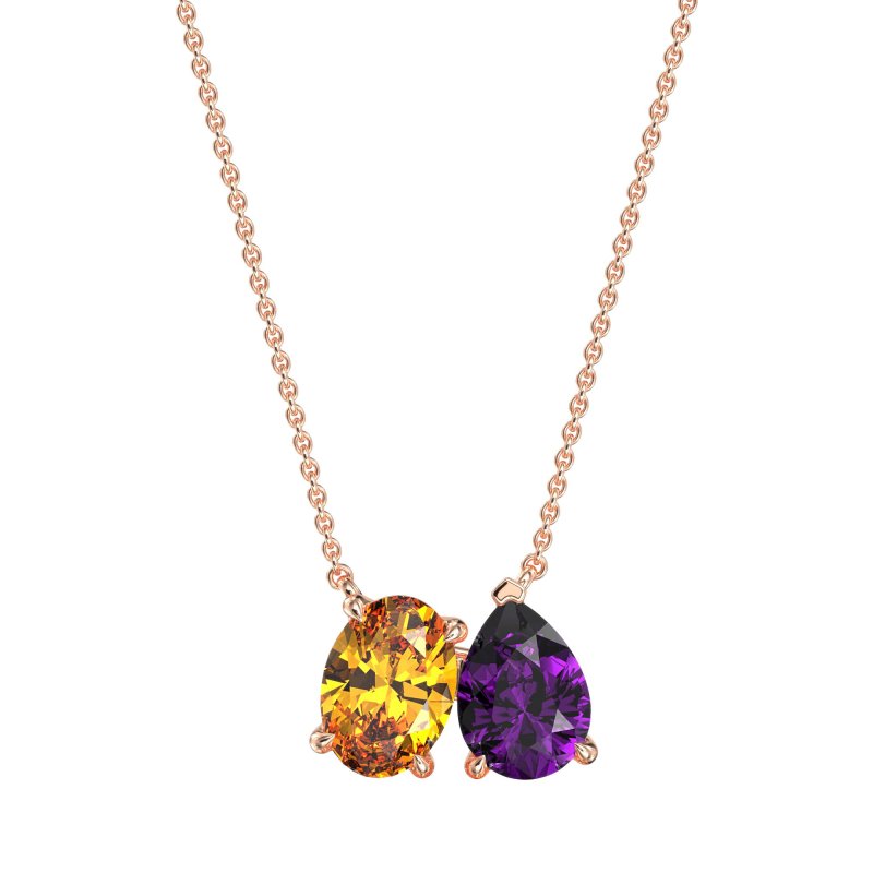 Oval and Pear Toi et Moi Necklace