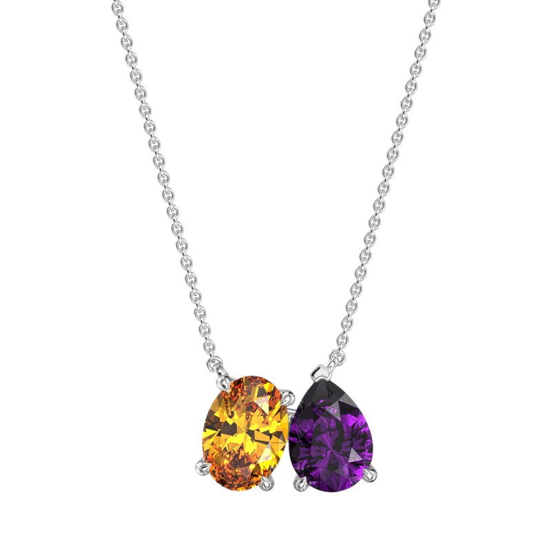 Oval and Pear Toi et Moi Necklace
