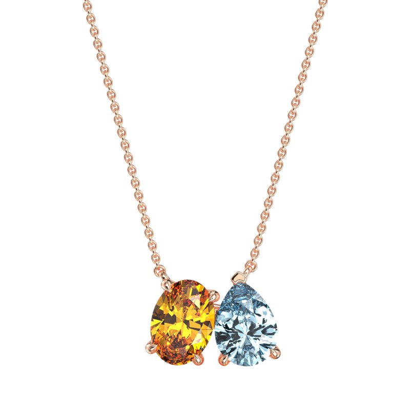 Oval and Pear Toi et Moi Necklace