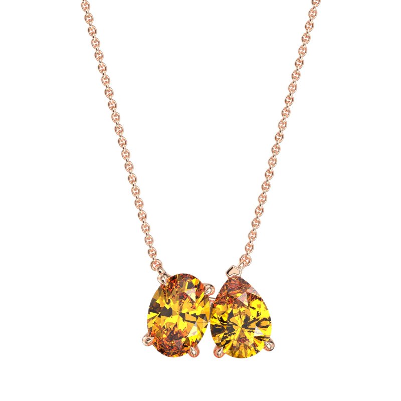 Oval and Pear Toi et Moi Necklace