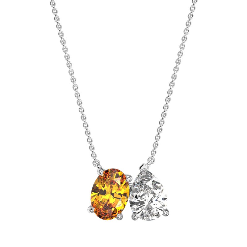 Oval and Pear Toi et Moi Necklace