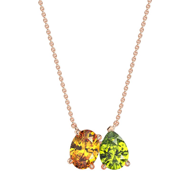 Oval and Pear Toi et Moi Necklace