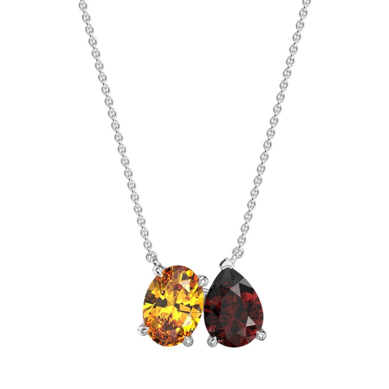 Oval and Pear Toi et Moi Necklace