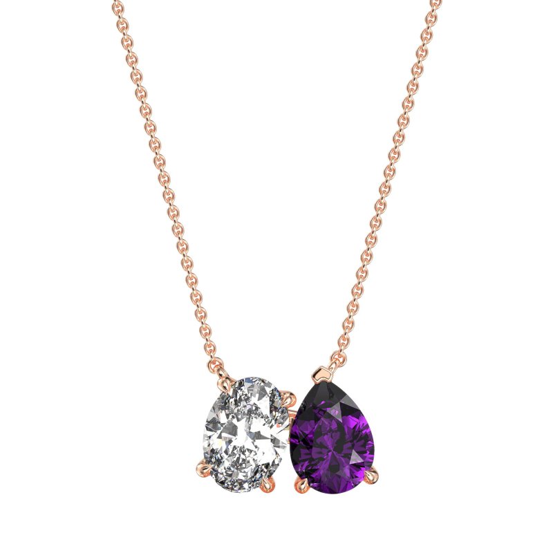 Oval and Pear Toi et Moi Necklace
