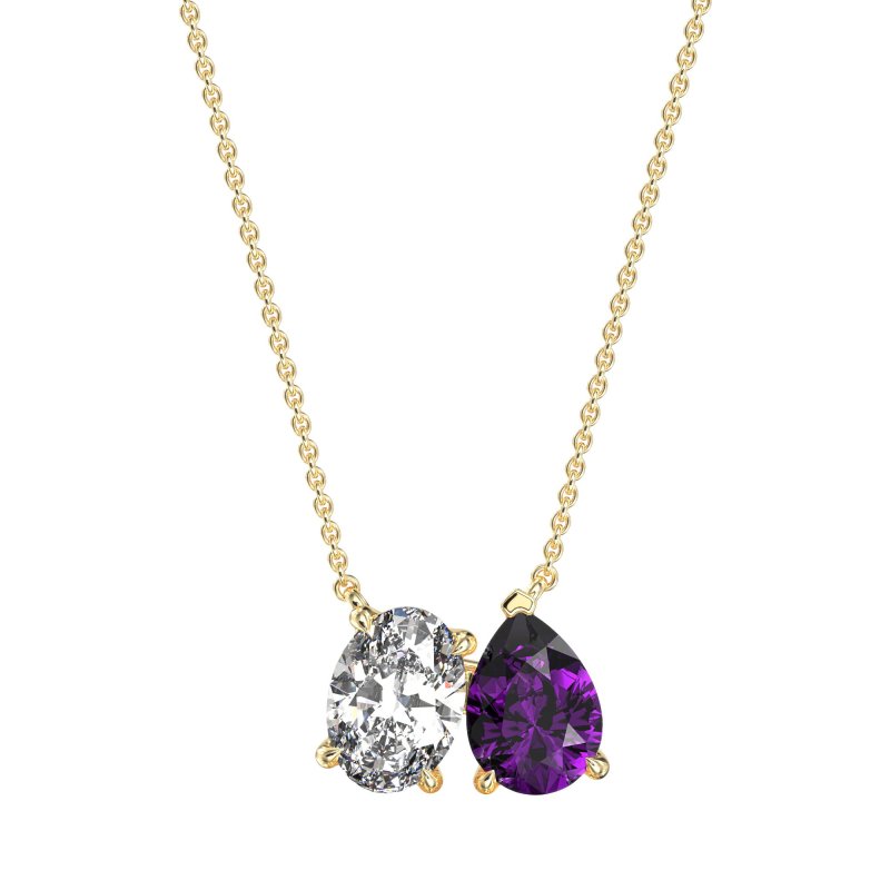 Oval and Pear Toi et Moi Necklace