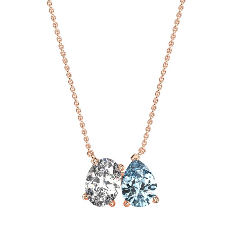 Oval and Pear Toi et Moi Necklace