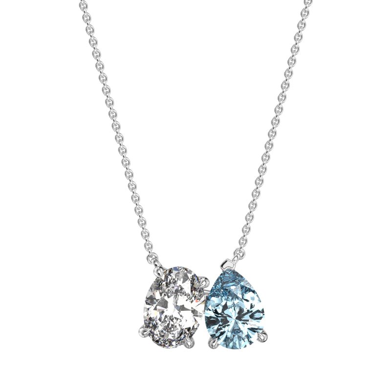 Oval and Pear Toi et Moi Necklace