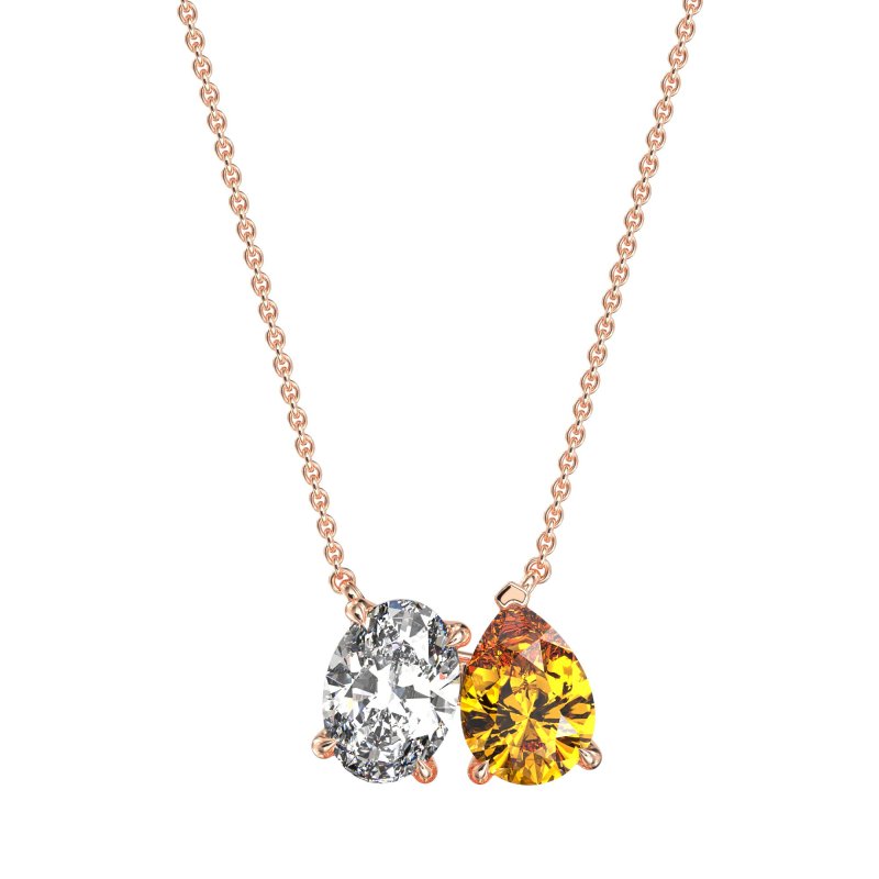 Oval and Pear Toi et Moi Necklace