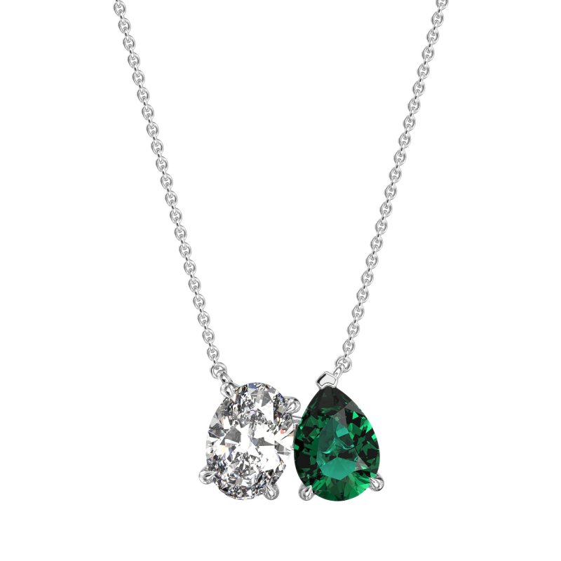 Oval and Pear Toi et Moi Necklace