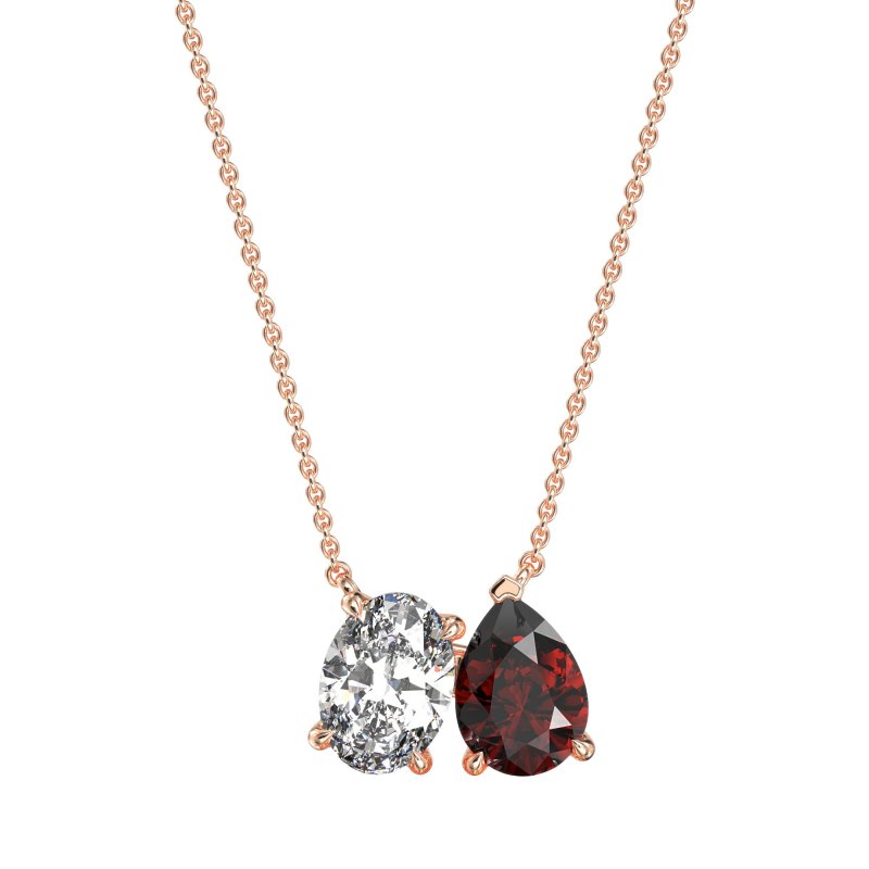 Oval and Pear Toi et Moi Necklace
