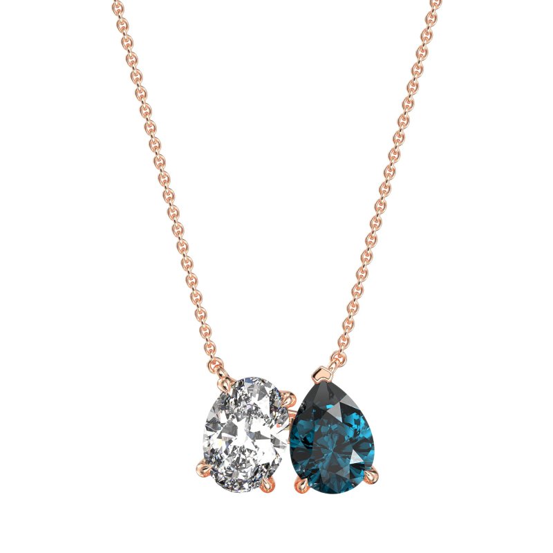 Oval and Pear Toi et Moi Necklace